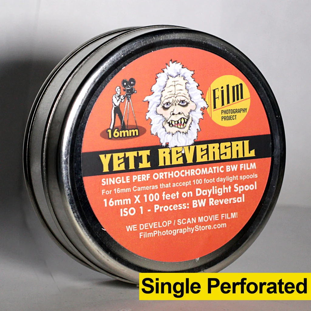 16MM FILM - SINGLE PERF - FPP YETI BW REVERSAL - 100 FT