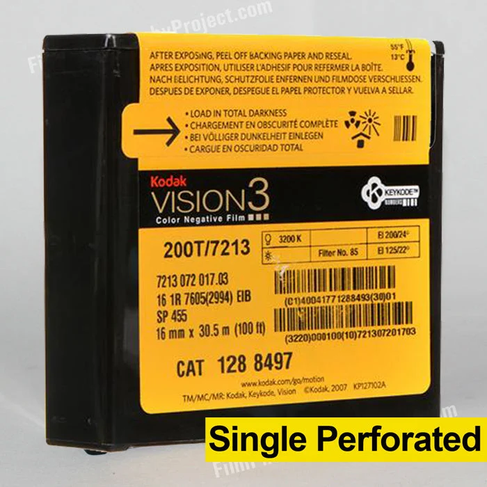 16mm Film - Single Perf - Kodak Vision3 200T 7213 - 100 ft