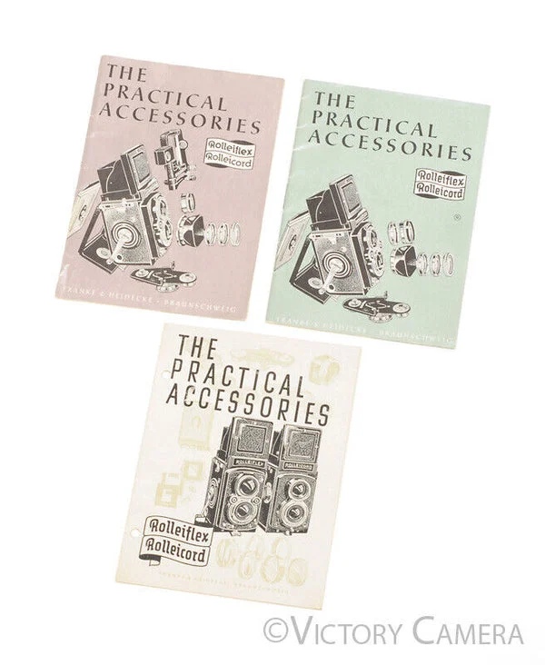 3x Rollei Rolleiflex Vintage Manual / Catalogs on The Practical Accessories [EXC]