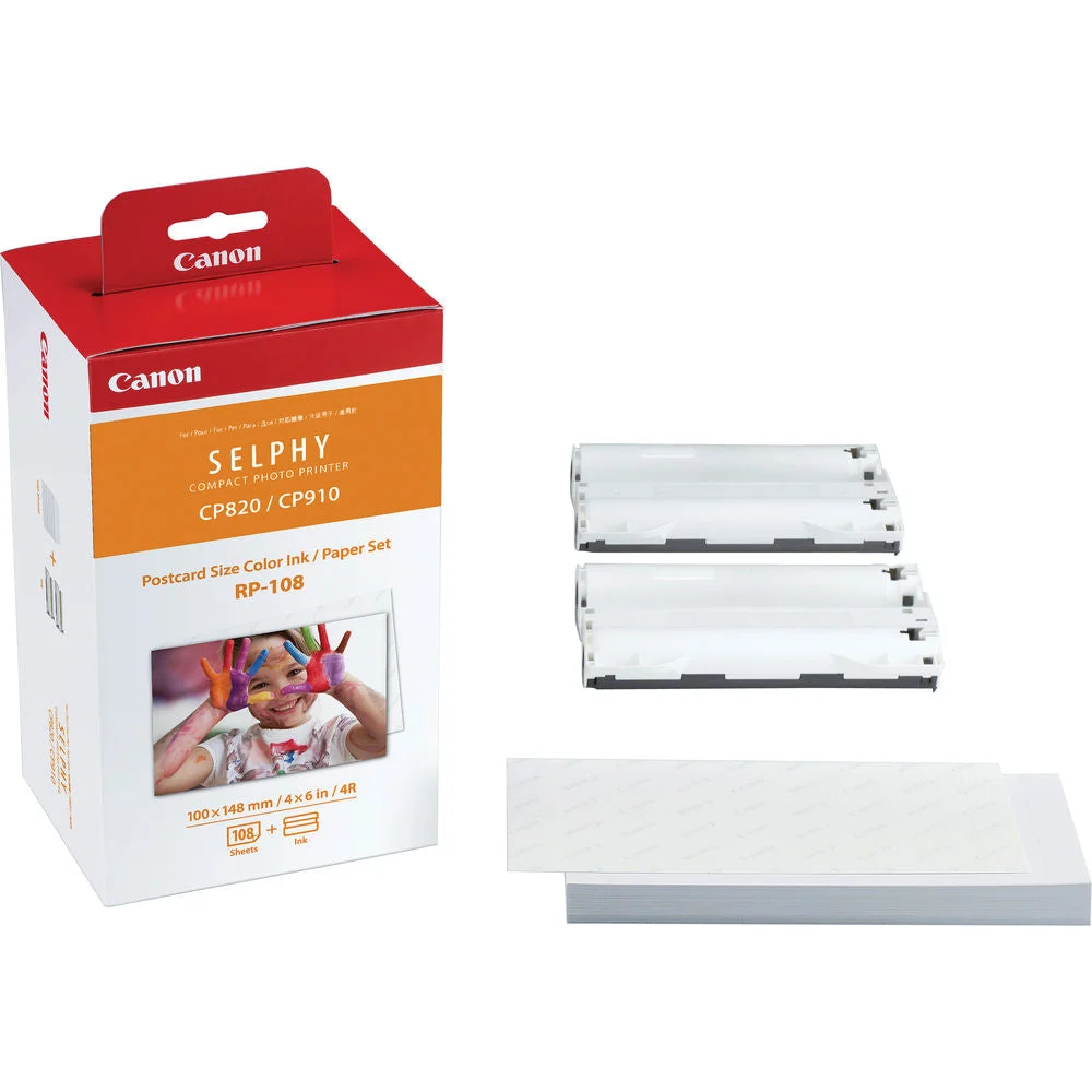 Canon RP-108 High-Capacity Color Ink/Paper Set 4×6" (108 Prints for Canon SELPHY)