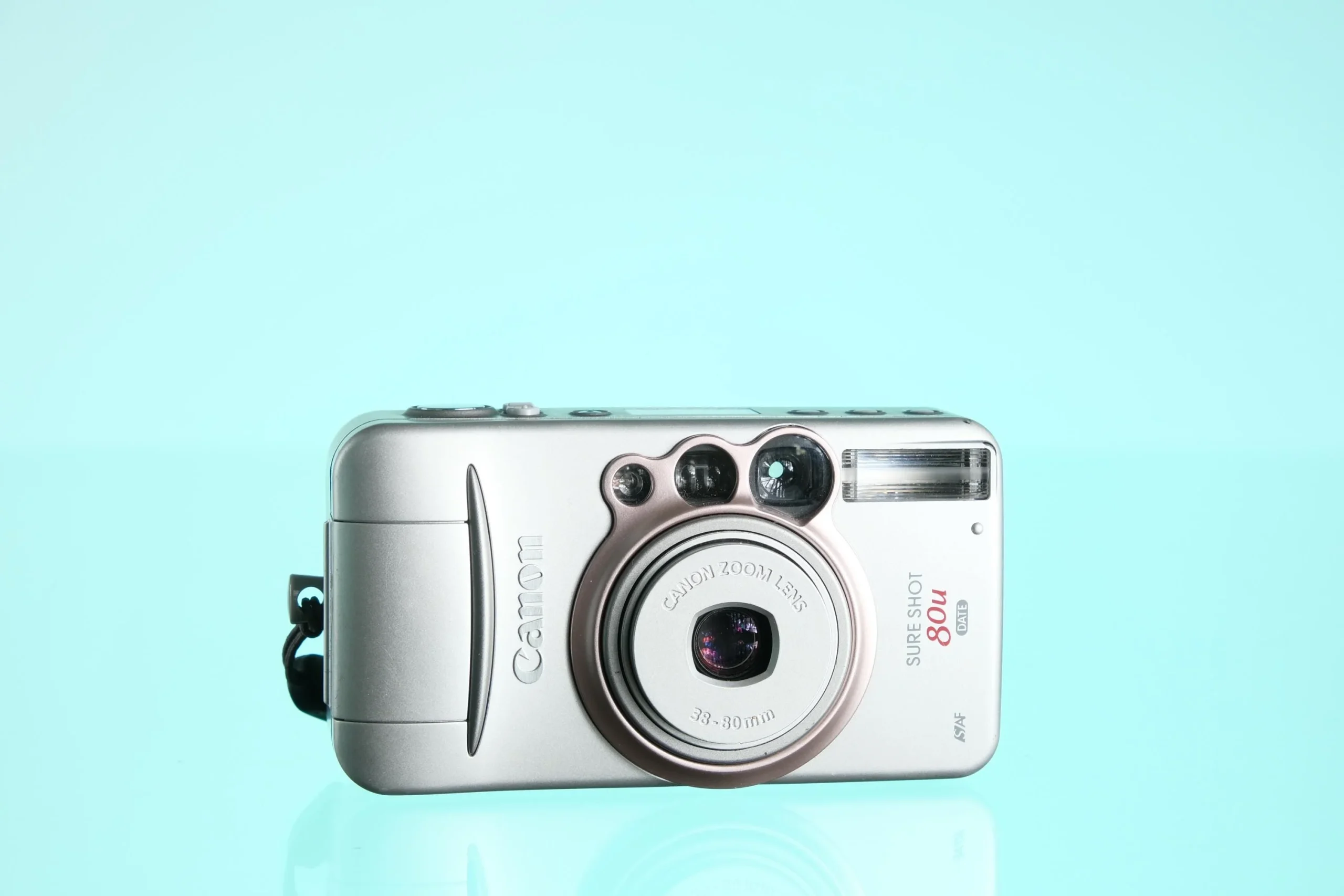 Canon Sure Shot Prima Zoom 80u 35mm Point-and-Shoot Film Camera - Pink & Silver