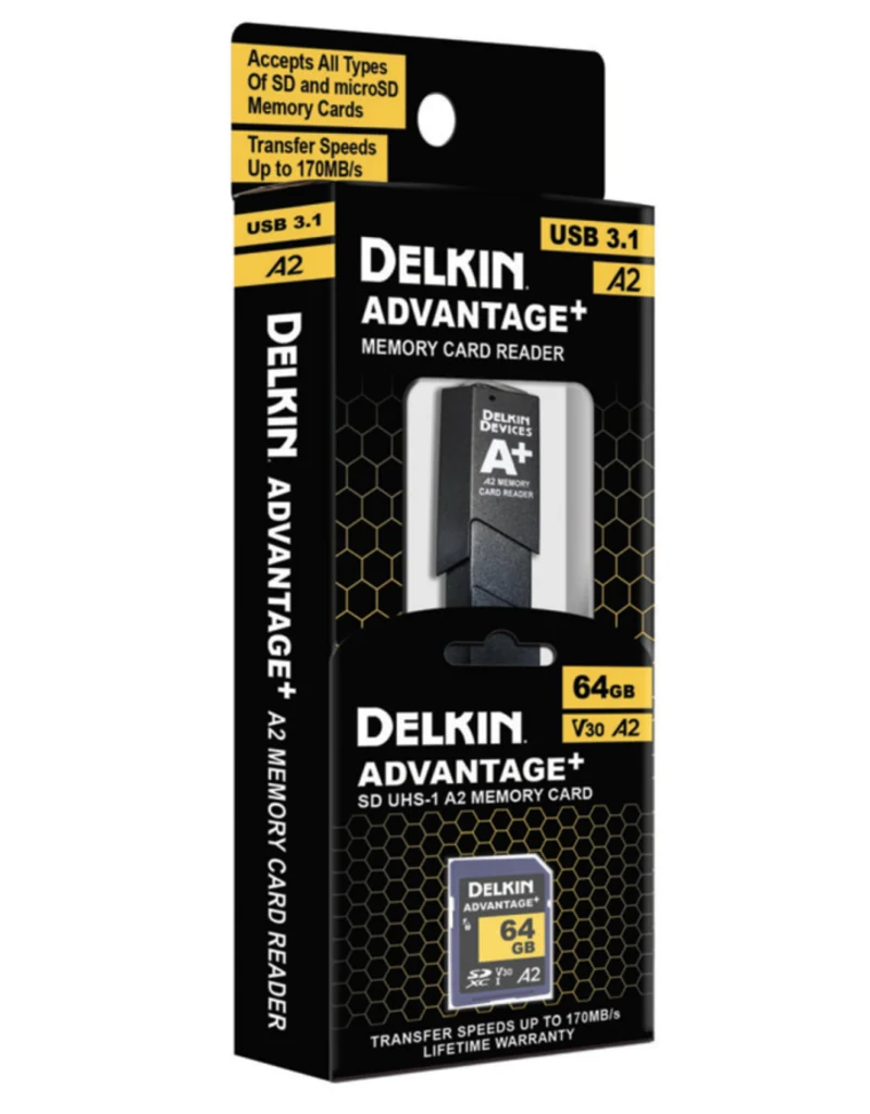 Delkin Advantage+ UHS-I 64GB SD Card w/ Memory Card Reader