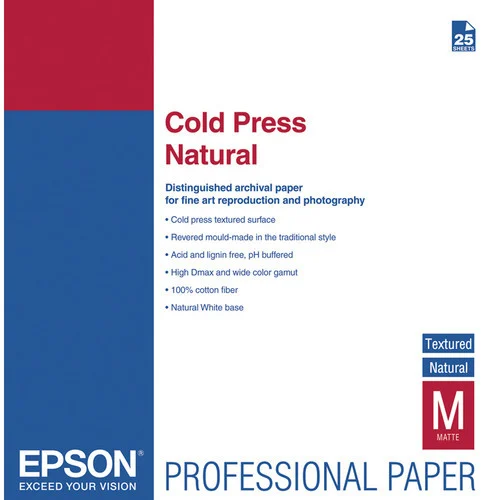 Epson Cold Press Natural Paper - 13x19" 25 Sheets