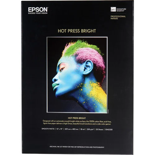 Epson Hot Press Bright Paper - 13x19" 25 Sheets