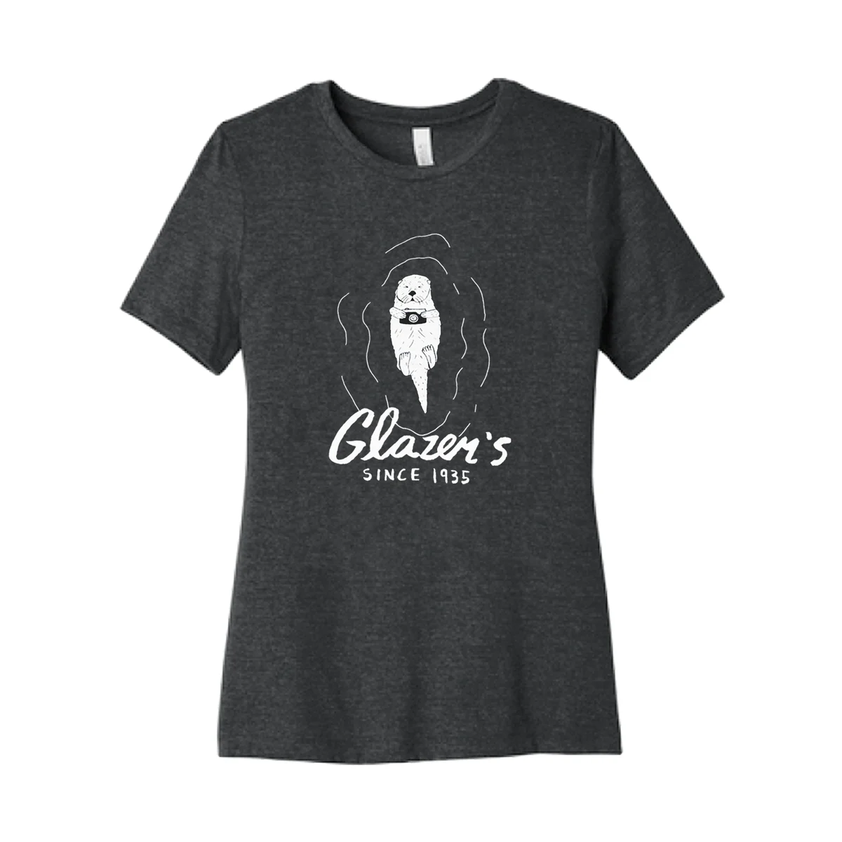 Glazer's Otter Camera T-Shirt Charcoal-Black Triblend - Women's Medium