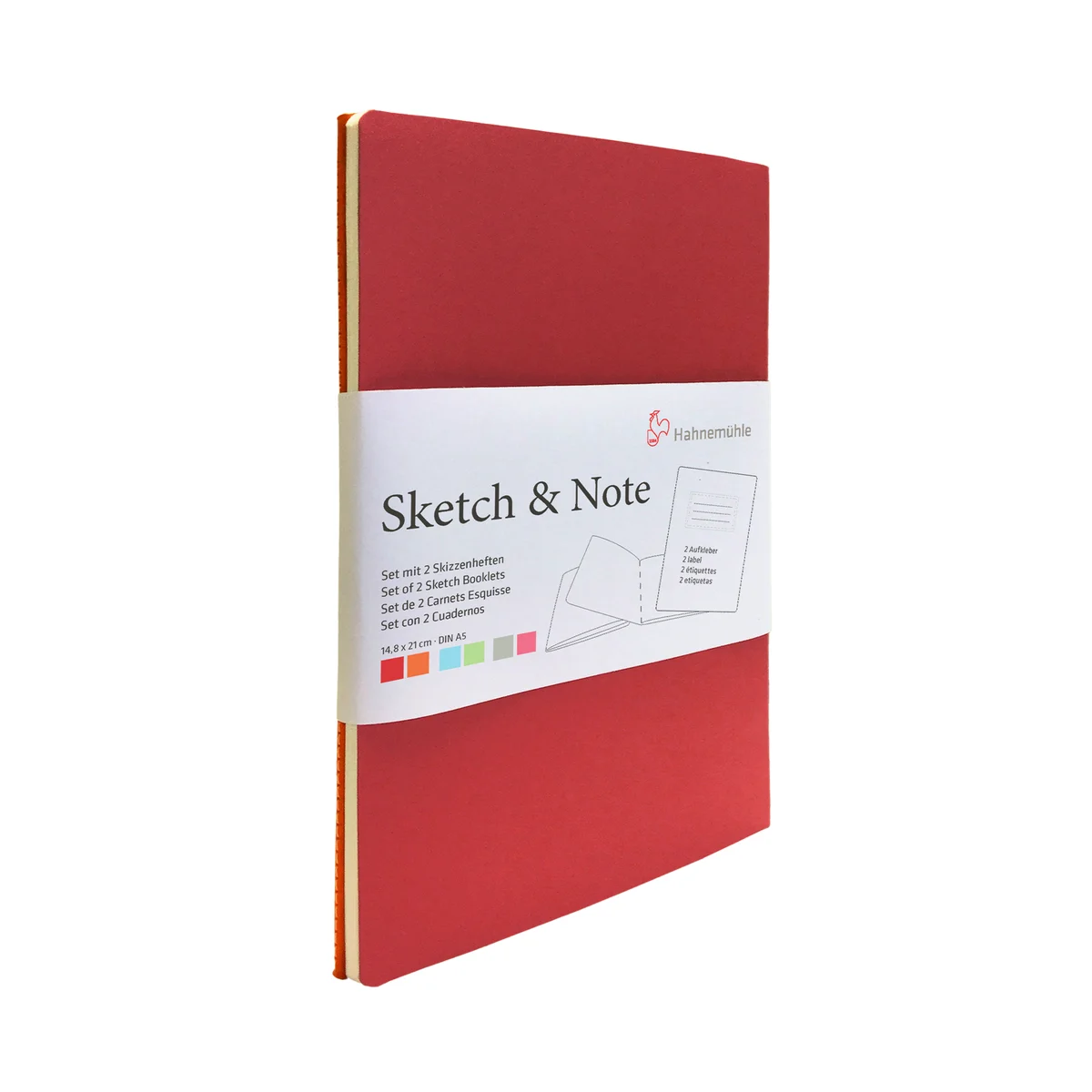 Hahnemühle Sketch & Note Booklet Bundle, A5, 20 Sheets (40 Pages) - Cerise/Paprika (Red Bundle)