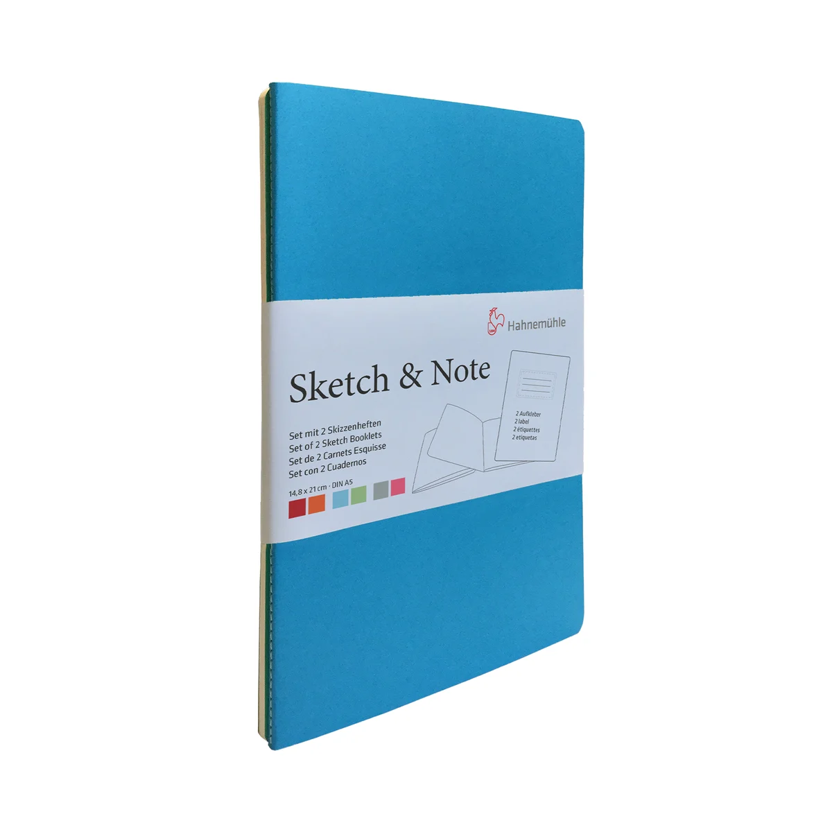 Hahnemühle Sketch & Note Booklet Bundle, A5, 20 Sheets (40 Pages) - Delphinium/Menthe (Blue Bundle)