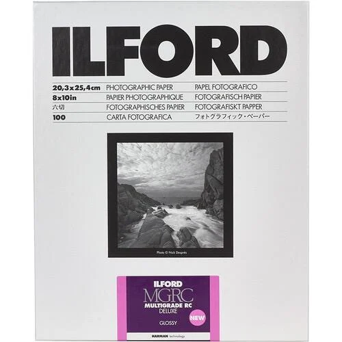 Ilford MULTIGRADE RC Deluxe Paper (Glossy, 8x10”, 100 Sheets)