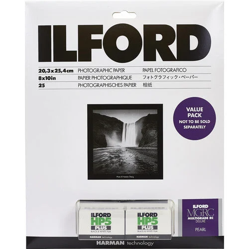 Ilford MULTIGRADE RC Deluxe Paper & HP5 Plus Value Pack(Pearl,8 x 10″,25 Sheets)