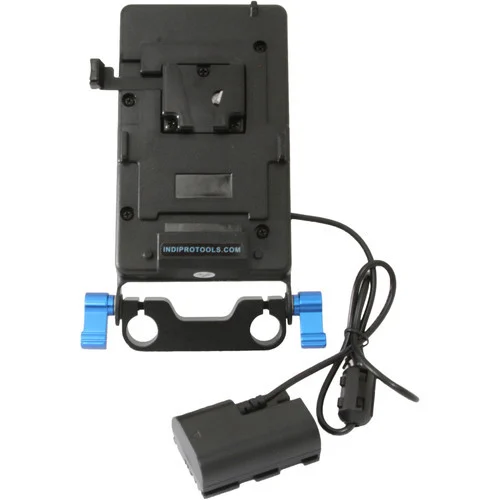 IndiPRO Tools V-Mount Plate with LP-E6 Dummy Battery - 15mm Rod Bracket