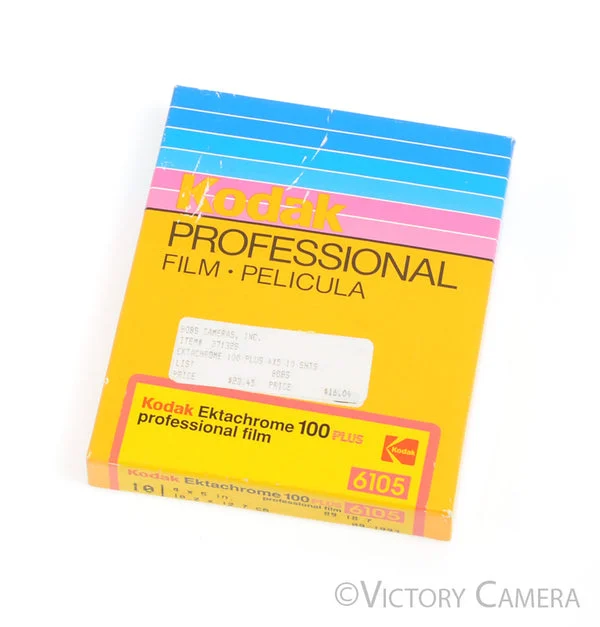 Kodak 4x5 Ektachrome 100 Plus 6105 Large Format Film box of ~10 -Expired 1993- [Good]