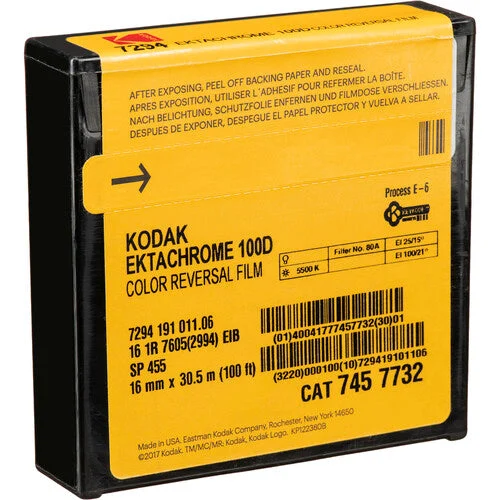 Kodak Ektachrome 16MM 100D Color Reversal Film Roll 7294 (SP455, 16mm x 100')