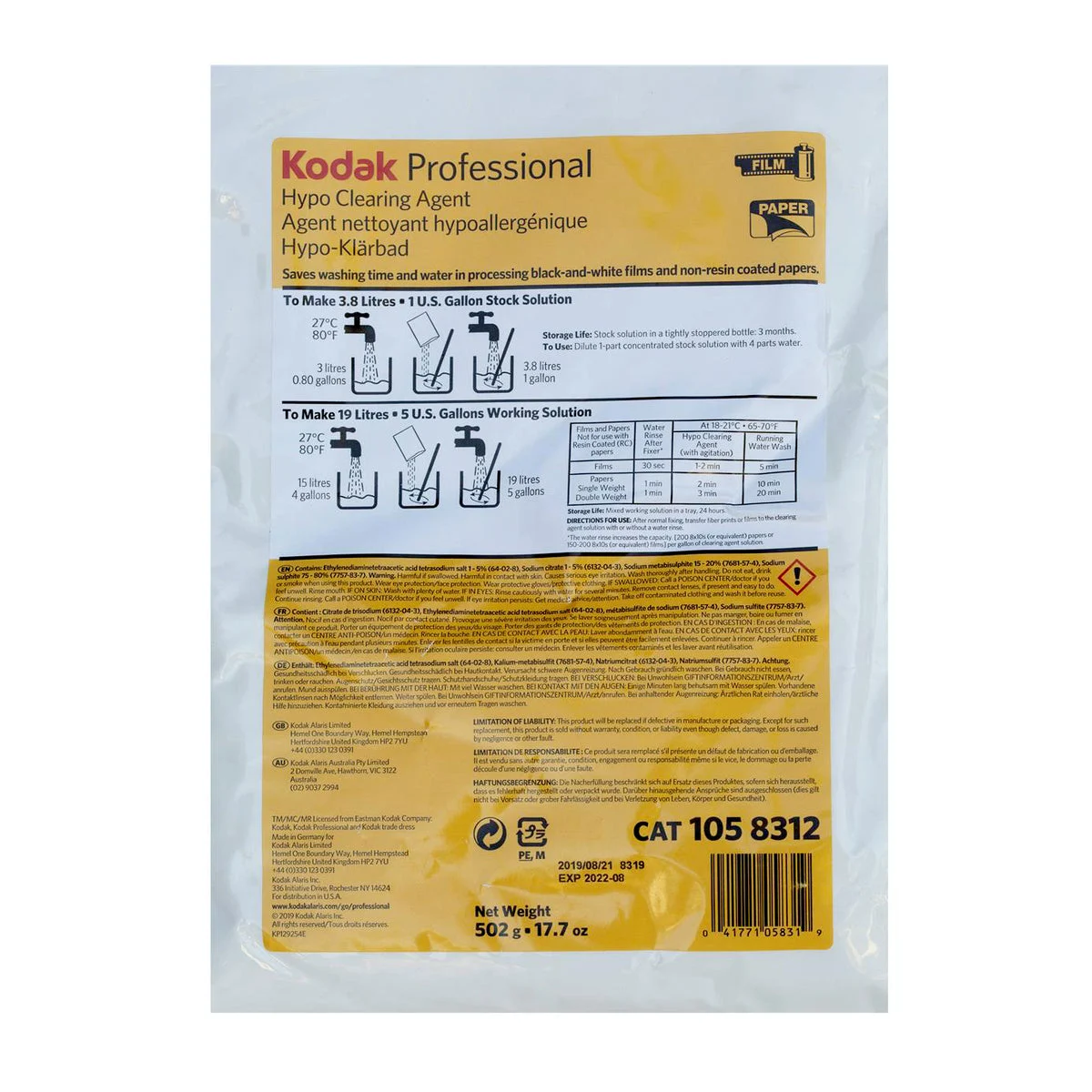 Kodak Professional Hypo Clearing Agent - Makes 5 Gallons