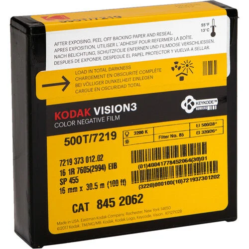 Kodak VISION3 16MM 500T Color Negative Film #7219 (16mm, 100' Roll, Single Perf)