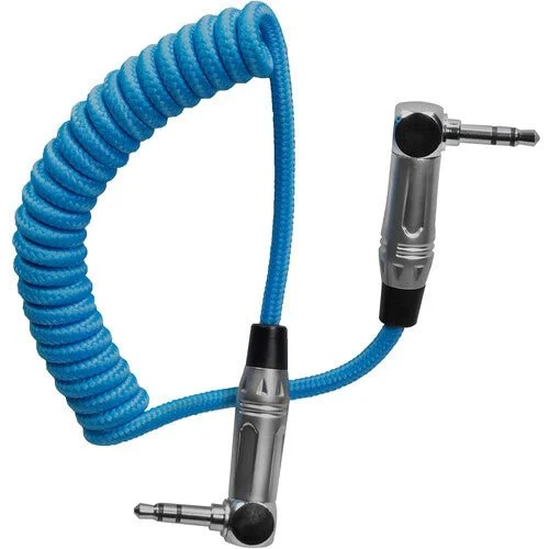 Kondor Blue Coiled 3.5mm Right-angle TRS Stereo Audio Cable (12-24’)
