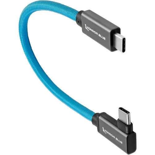 Kondor Blue Right-Angle USB-C 3.1 Gen 2 Cable (8.5”, Blue)