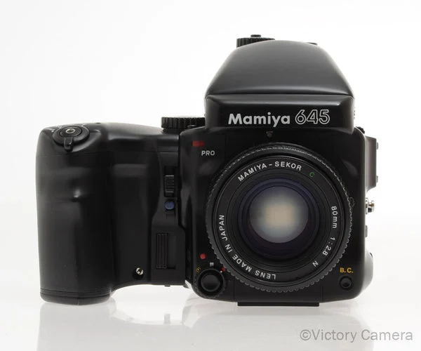 Mamiya 645 Pro Camera AE Metered Prism FE401 w/ 80mm N Lens & Winder[EXC+]