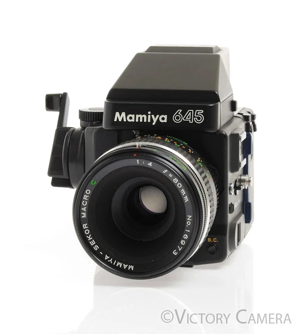Mamiya 645 Super Medium Format Film Camera w/ Prism Finder 80mm f4 Macro Lens [EXC]
