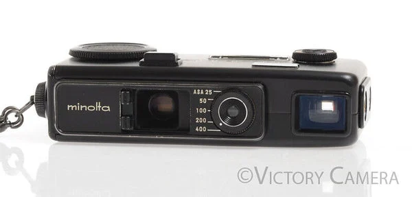 Minolta 16 MG-S Black 16mm Subminiature Camera w/ 23mm f2.8 Lens -Clean in Case- [EXC]