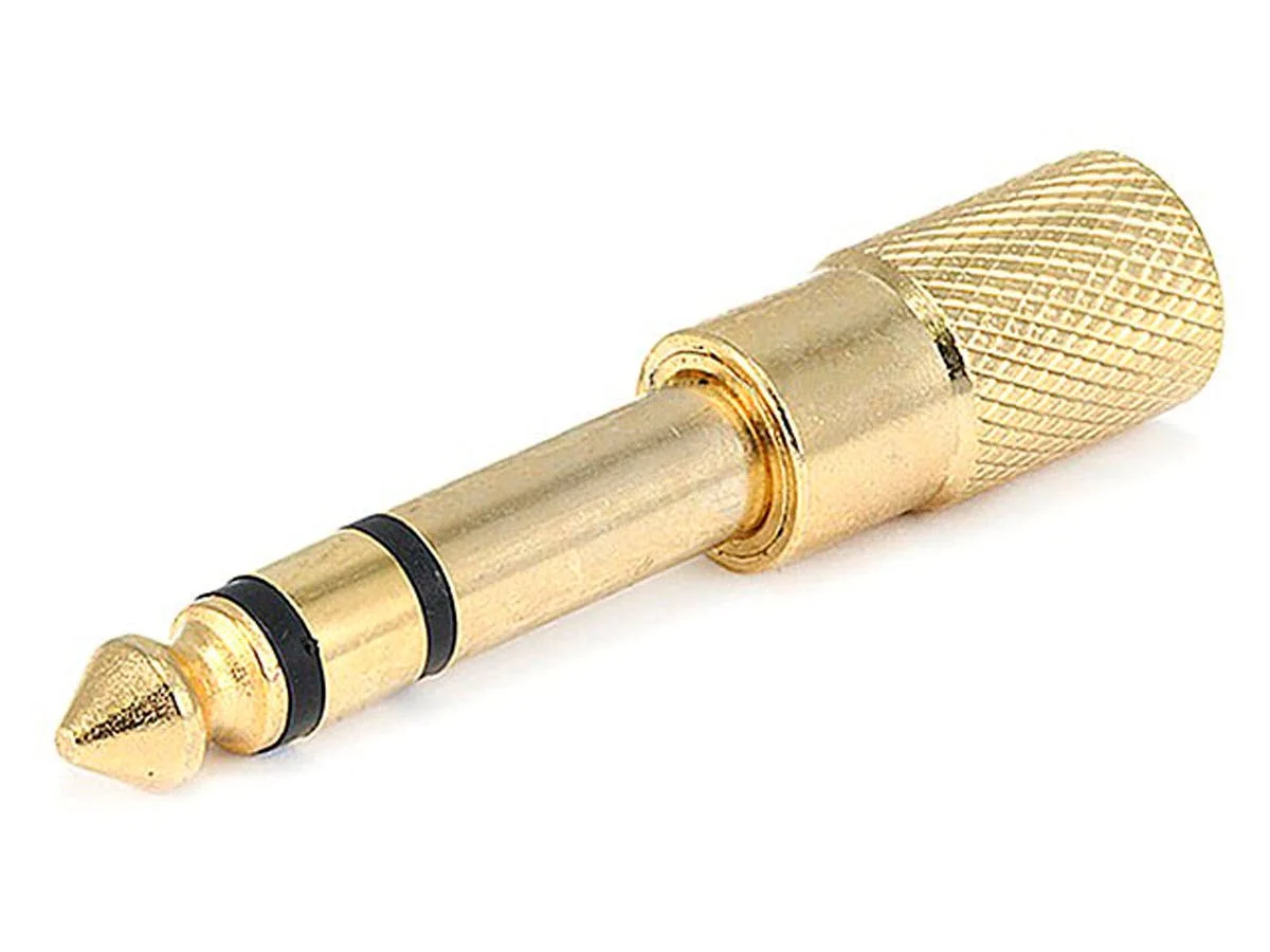 Monoprice Metal 1/4in (6.35mm) TRS Stereo Plug to 3.5mm TRS Stereo Jack Adapter, Gold Plated