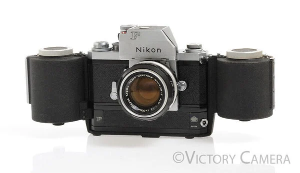Nikon F Chrome 35mm Camera w/ Rare 250 Exp. MF-1 Mag, 50mm f1.4 -Display Only- [AS-IS]