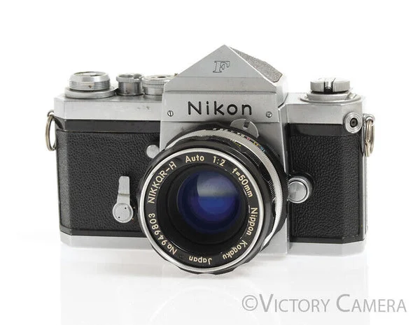 Nikon F Early 1960/61 64xxx w/ 50mm f2 Lens, Eye Level Finder -Good Seals- [EXC]
