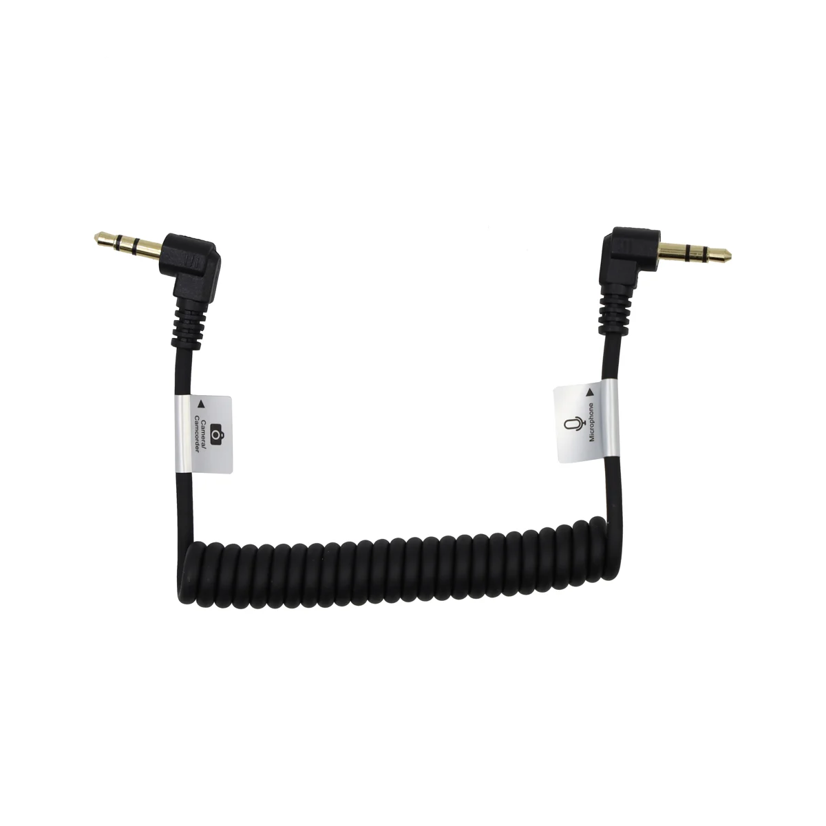 ProMaster Audio Cable 3.5mm TRS male Rt-Ang – 3.5mm TRS male Rt-Ang -8 1/2″ coil