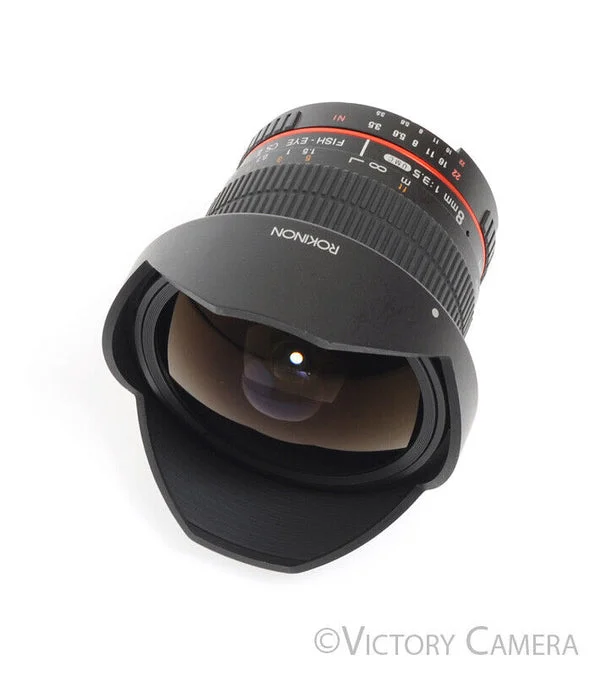 Rokinon 8mm f3.5 Wide Angle Fisheye Lens for Nikon AI-S -Small Mark- [EXC-]