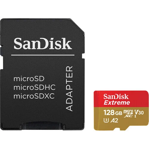 SanDisk Extreme UHS-I microSDXC Memory Card with SD Adapter 128GB