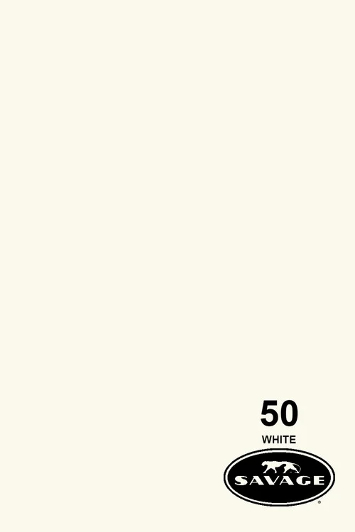 Savage Widetone Background Paper 107 Inch x 12 Yard Roll - #50 White
