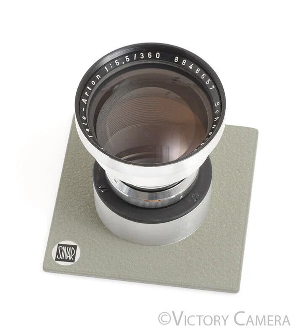 Schneider Tele-Arton 360mm f5.5 5x7 Lens in Sinar Barrel Lens Board [EXC+]