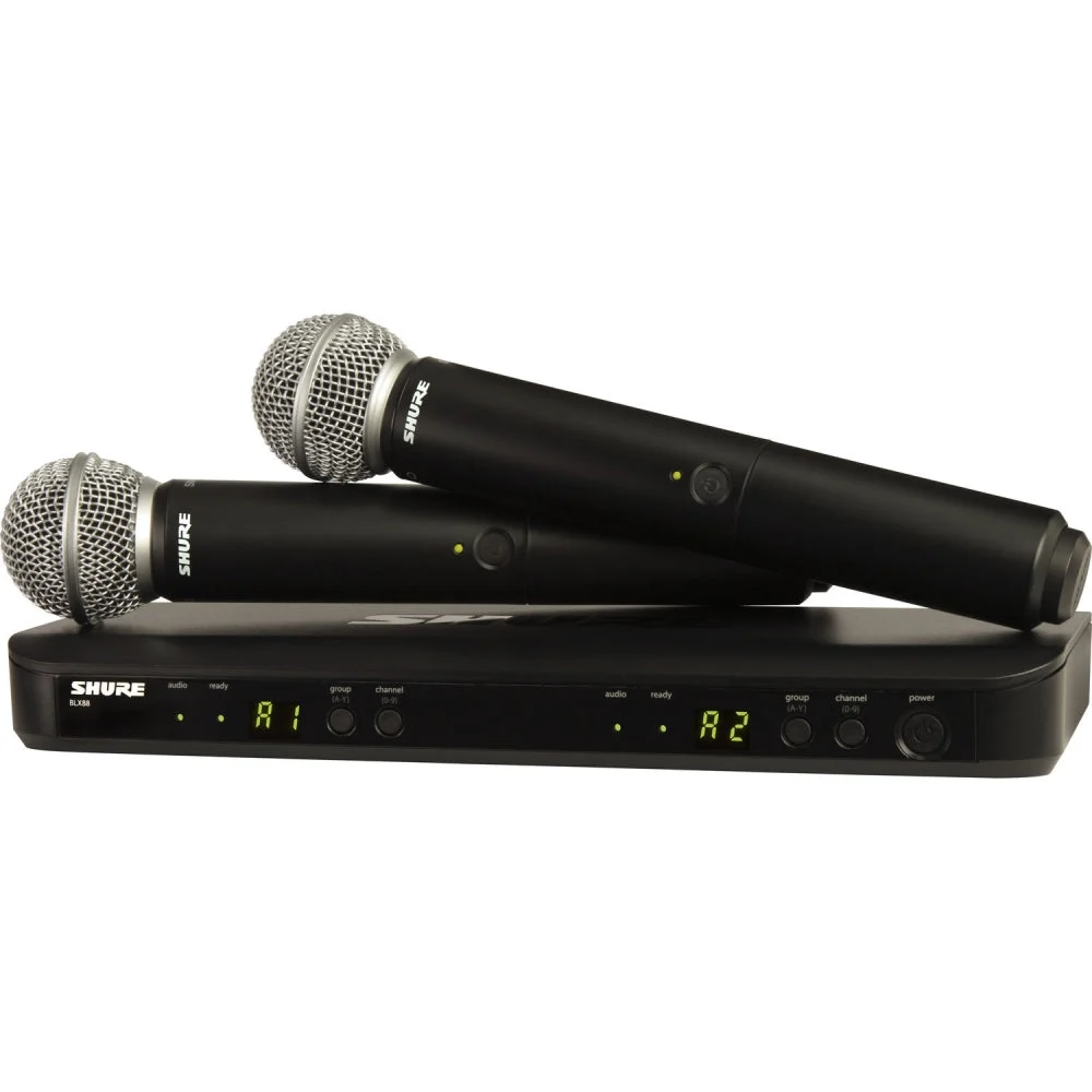 Shure BLX288/SM58 Dual-Channel Wireless Handheld Microphone System with SM58 Capsules | H9: 512 to 542 MHz
