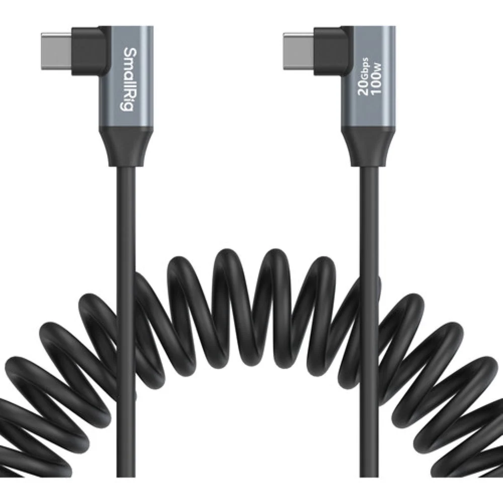 SmallRig USB-C Right Angled-to-Right Angled Coiled Data Cable | 13.8"
