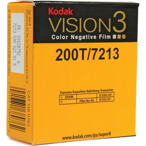Super 8, 50' Roll Kodak VISION3 200T Color Negative Film #7213