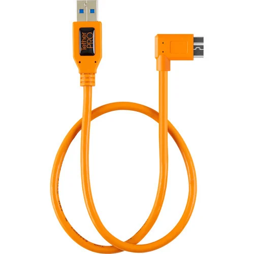 Tether Tools 20" TetherPro USB 3.0 Male to Micro-B Right Angle Cable - High-Visibilty Orange