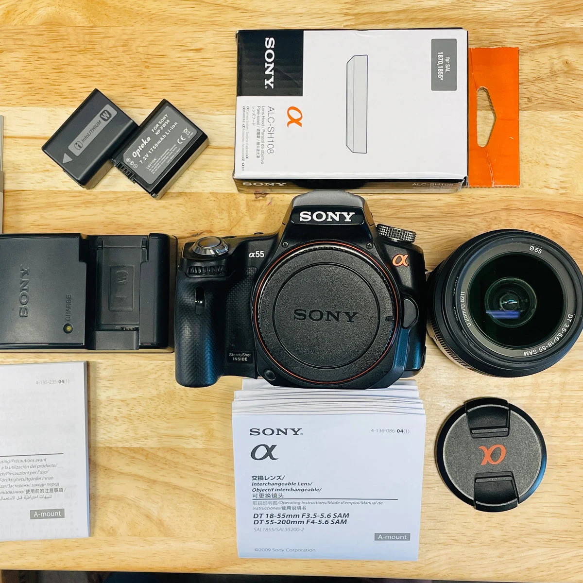 USED Sony Alpha DSLR-SLT-A55 Digital Camera W/18-55mm Lens and extras