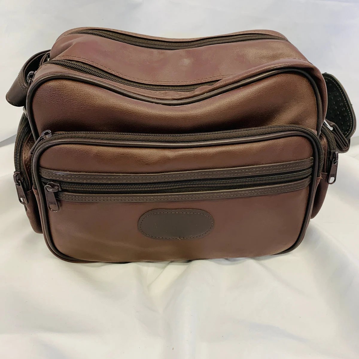 Vintage brown leather camera bag