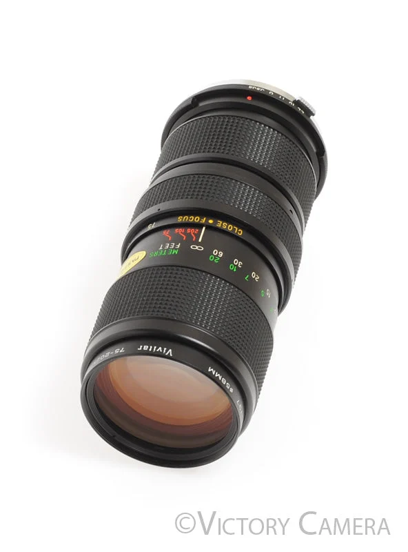 Vivitar 75-205mm f3.8 Telephoto Zoom Lens for Olympus OM w/ Shade -Clean Glass- [EXC]