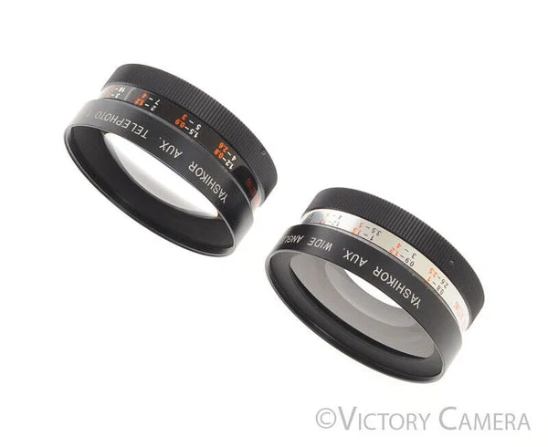 Yashica Yashikor Aux 55mm Wide Angle Y312 and Telephoto Y403 Converters -Clean- [EXC+]